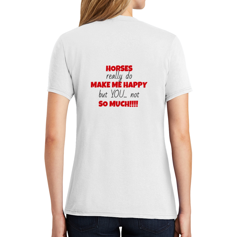 Horses Make Me Happy:  Women's Pet and Equestrian Memories Polycotton Crewneck T-shirt