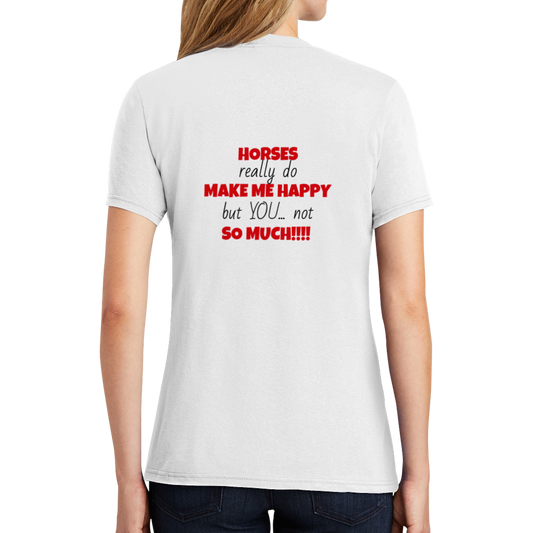 Horses Make Me Happy:  Women's Pet and Equestrian Memories Polycotton Crewneck T-shirt