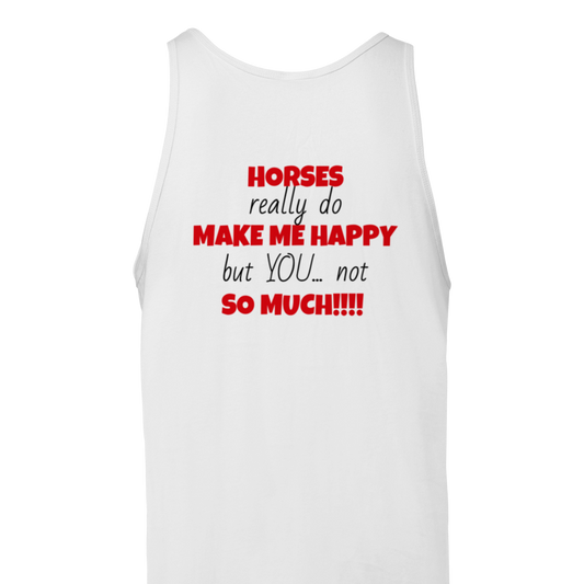 Horses Make Me Happy: Polycotton Unisex Crewneck Tank Top